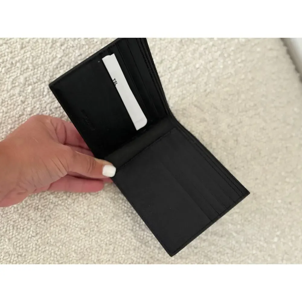 SAINT LAURENT Men's Cassandre YSL Logo Leather Wallet NWT